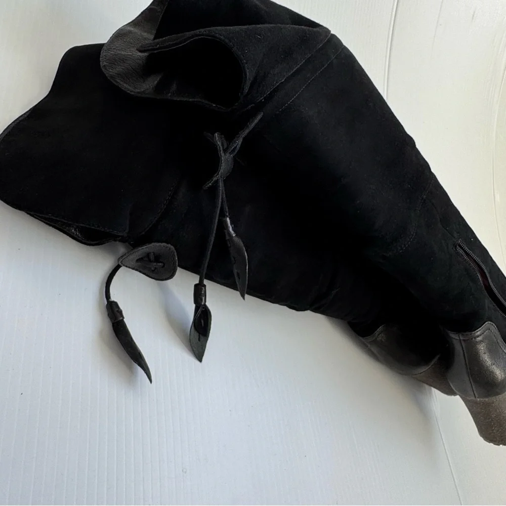 Naya suede leather Black Over the Knee Boots size 7